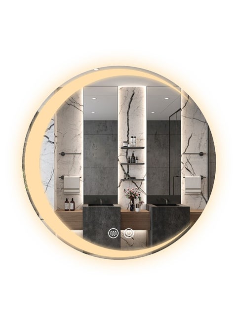 LED Mirror With Temperature Defogging Switch And 3 Color Modes 48x48x8cm