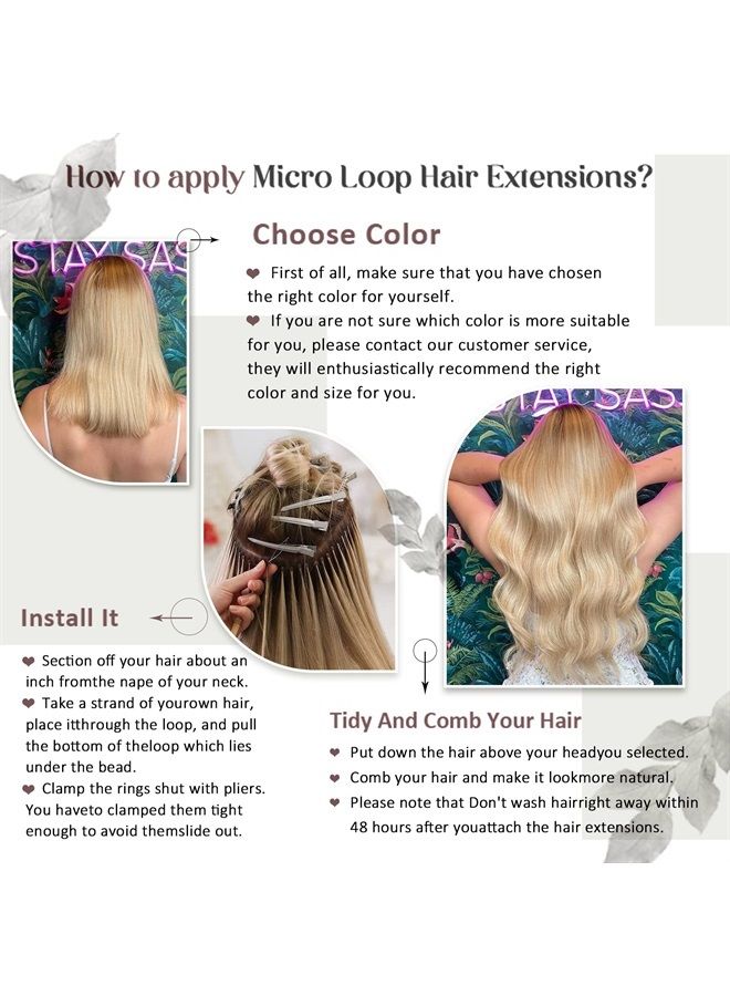 Moresoo Microbead Hair Extensions 16 Inch Highlighted Hair Extensions Color #4 Chocolate Brown Mixed with #27 Caramel Blonde Micro Loop Hair Extensions Real Human Hair 50g/50s - Image 5