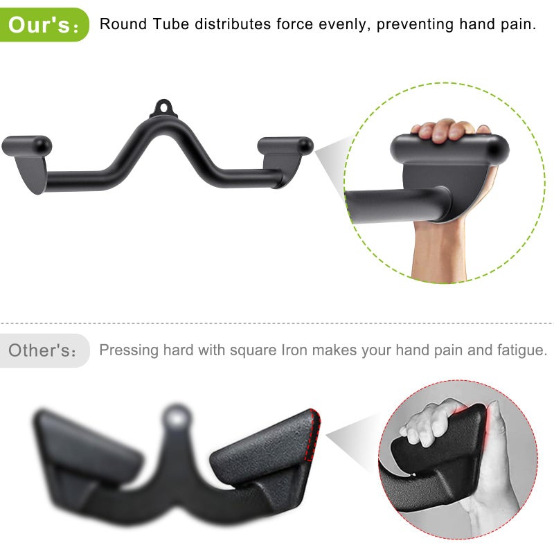 Kipika 20" LAT Pull Down Bars Cable Machine Attachment, Rowing T-bar V-bar Set, Back Strength Training Handle Grips for Cable Machine Rowing Machine - Image 3