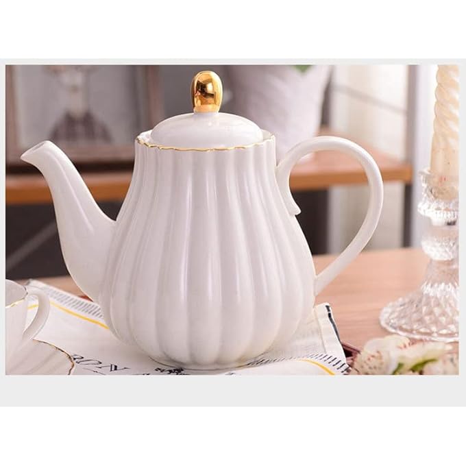 Eplze Ybk Tech Strength Porcelain Tea Sets Porcelain Coffee Pot Ceramic Teapot Stripe Design White - Image 4