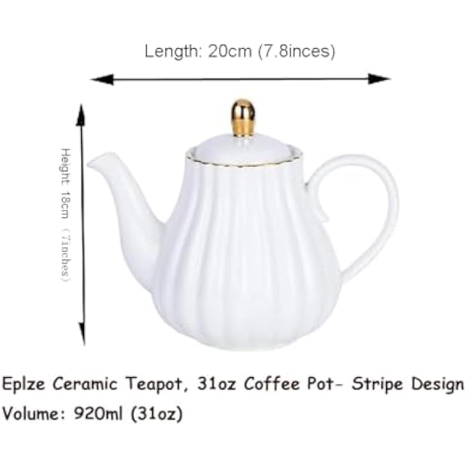 Eplze Ybk Tech Strength Porcelain Tea Sets Porcelain Coffee Pot Ceramic Teapot Stripe Design White - Image 3
