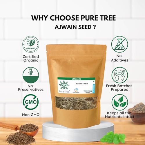 Pure Tree Certified Organic Carom Seeds | 250 g | Ajwain Seeds | Omam | Vamu | Ajowan | Ayamodakam Seeds Rich In Antioxidants - Image 5