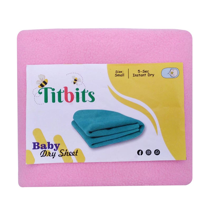 Titbits Waterproof Baby Bed Protector Dry Sheet - Pink (Small, 70x50 cm) - Image 1