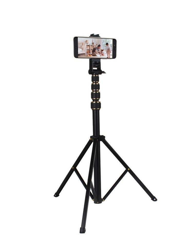 Tripod for Phone with Bluetooth Mobile Phone Holder with Adjustable Height Stable Vibration Control Stand for iPad Camera Photography Selfie Stick Vlogging Live Tiktok ET-169（Black）  - Image 1