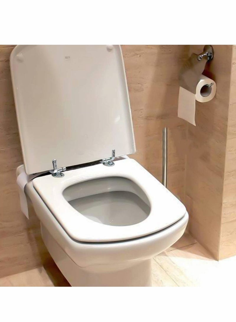 Y&D Toilet Seat Hinges Fittings, Chrome Finished Fittings and Fixtures Perfect for Wooden Resin MDF Seats Universal Adjustable Zinc Alloy  - Image 3