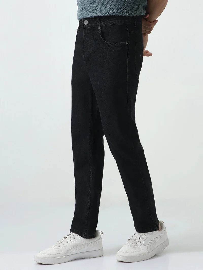 أوربانو فاشن Urbano Fashion Men's Black Slim Fit Washed Denim Jeans Stretchable