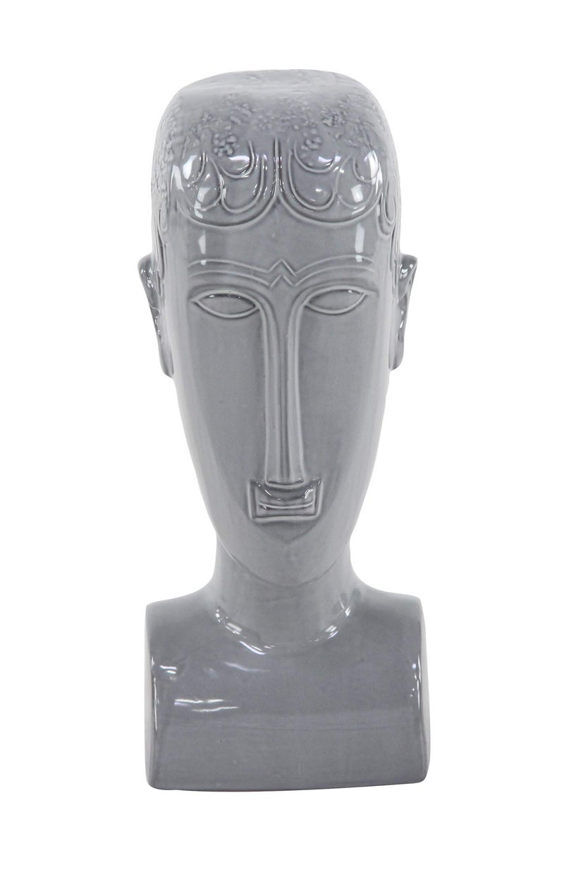 Deco 79 Ceramic People Face Sculpture 5 x 5 x 13 Gray