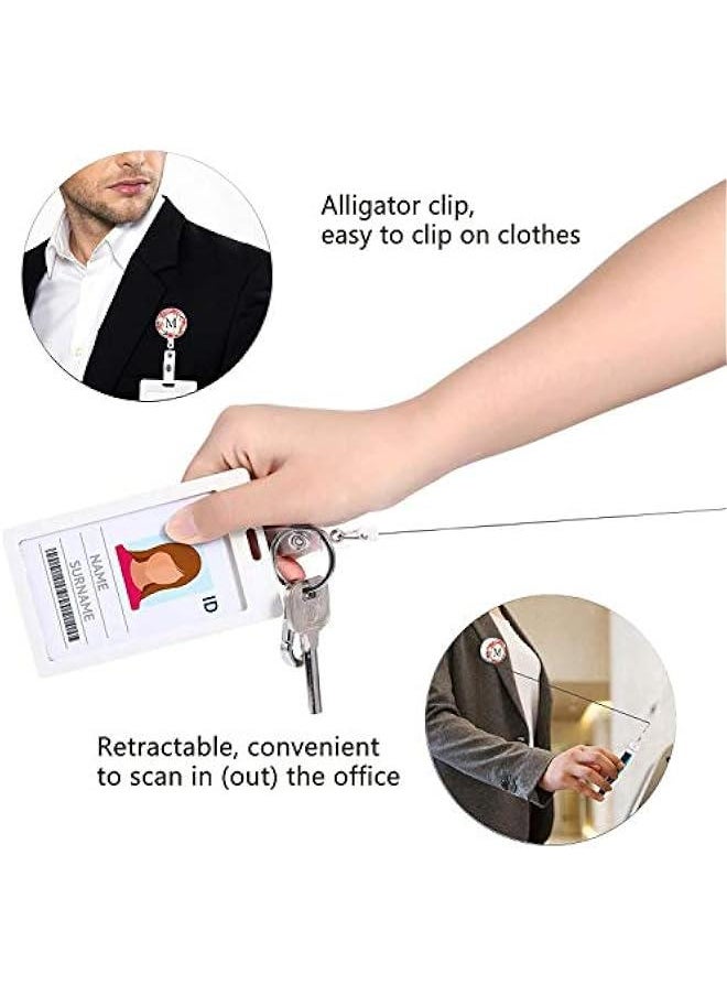 Generic Floral Wreath Letter M Badge Reel: Retractable ID Card Holder Nurse Decorative Clip  - Image 4