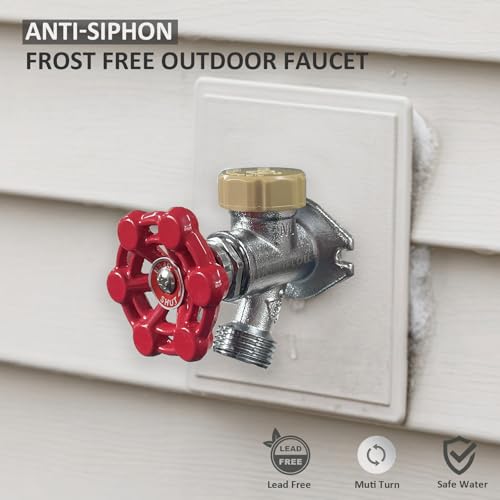 Young dance 12inch Anti-Siphon Frost Free Sillcock, No Lead Brass Frost Proof Outdoor Faucet Bib with Backflow Preventer, 1/2" Push-to-Fit Connector X 3/4 Inch Hose Bibb Frost Free Spigot - Image 2