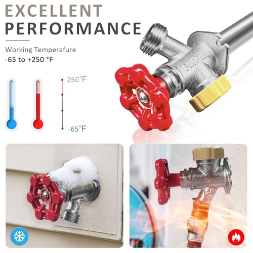 Young dance 12inch Anti-Siphon Frost Free Sillcock, No Lead Brass Frost Proof Outdoor Faucet Bib with Backflow Preventer, 1/2" Push-to-Fit Connector X 3/4 Inch Hose Bibb Frost Free Spigot - Image 5