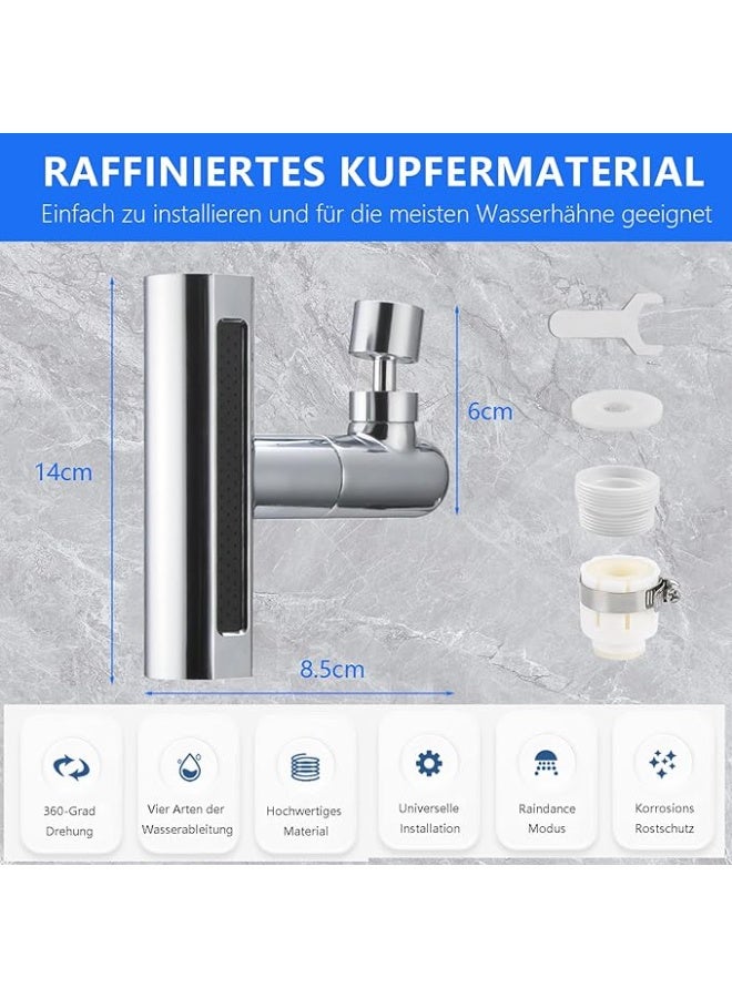 Bathroom Faucet Attachment – 4-in-1 Rotating Waterfall Tap Aerator Extension, Multifunctional Water Saving Faucet Sprayer for Kitchen and Bathroom Sinks - Image 2