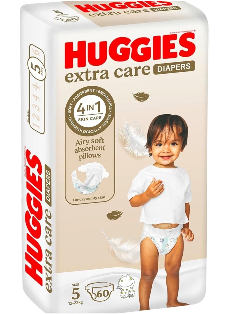 Huggies Extra Care Baby Diapers, Size 5,12-22 Kg, Jumbo Pack, 76 Diapers 