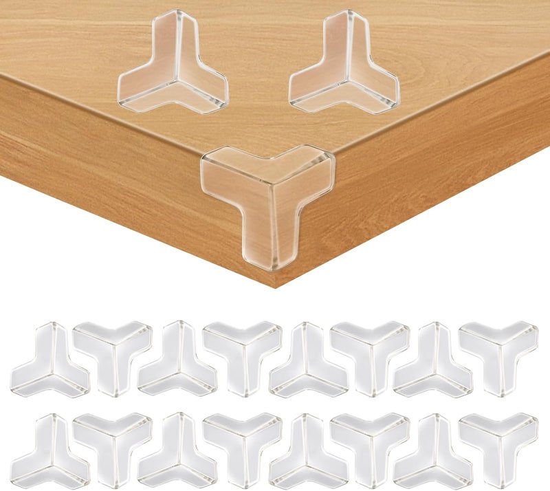 YIIFELL 16 T-Shape Table Corner Protectors for Baby, Clear, 16 Pieces, Baby Proof Furniture Edge Bumpers - Image 1