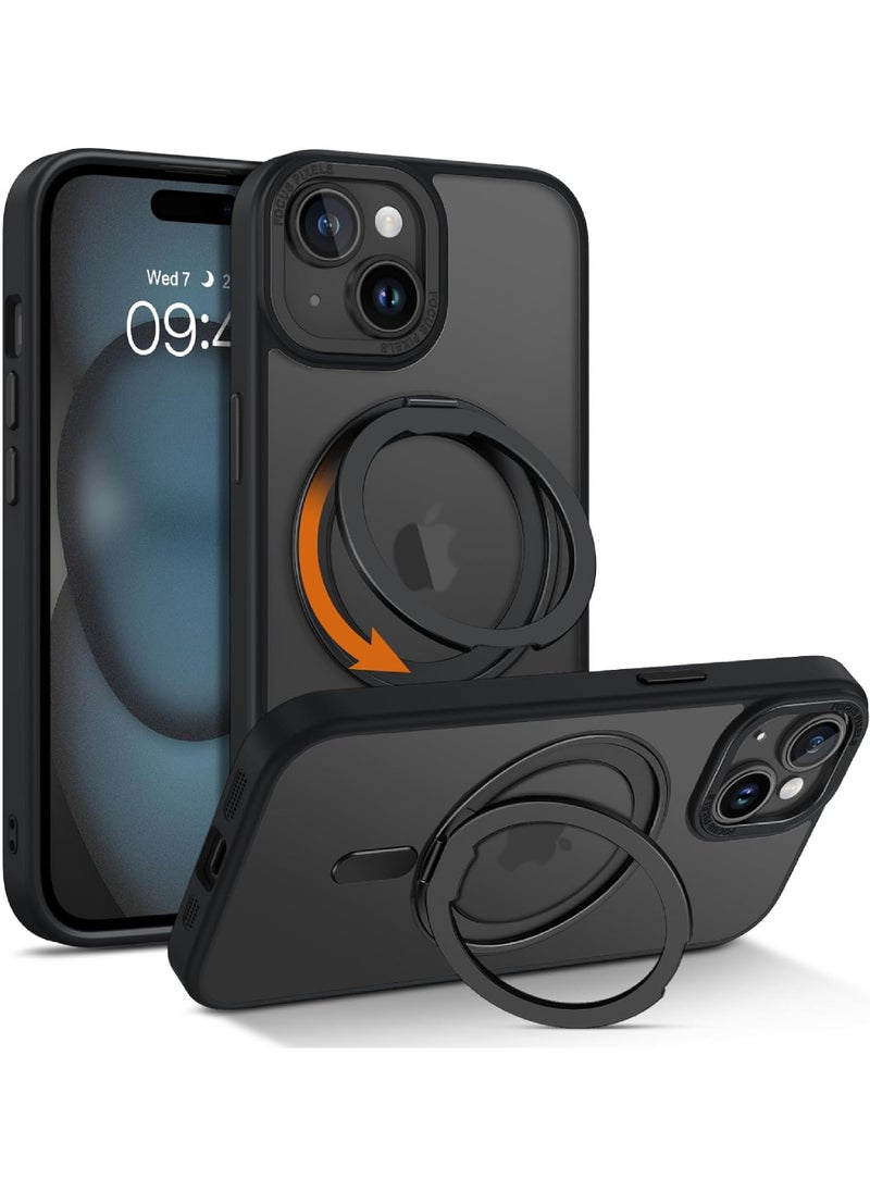 Rock Pow For iPhone 15 Plus Case [360° Ring Stand] [Compatible with Magsafe] Military Drop Protection Slim Magnetic iPhone 15 Plus Phone Case for Men Women- Easy-Relax Series  - Image 1