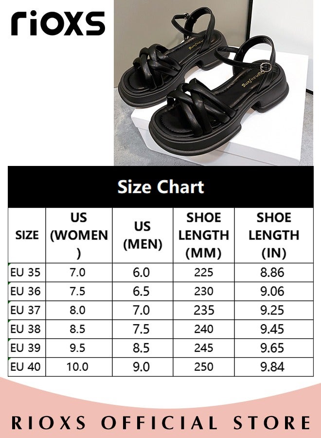RIOXS Women's Summer Fashion Chunky Sandals, Non-Slip Soft Sole Sandals, Open Toe Ankle Strap Shoes with Simple Casual Design, Suitable for Any Foot Type, Perfect for Your Cool Summer Outfit  - Image 3