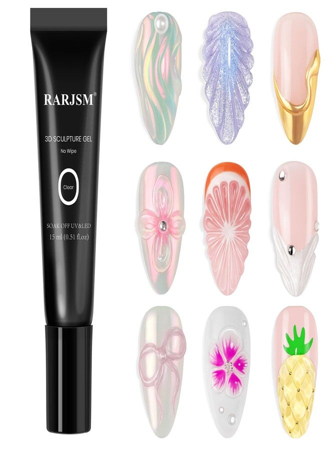 RARJSM 3D Sculpting Gel for Nail Art Designs DIY NailCharms Rhinestone Glue 3D Nail Craving GelPolish Clear Painting Drawing Sculpture Gel UV LED Curing Requires NailDecoration Manicure Design - Image 1
