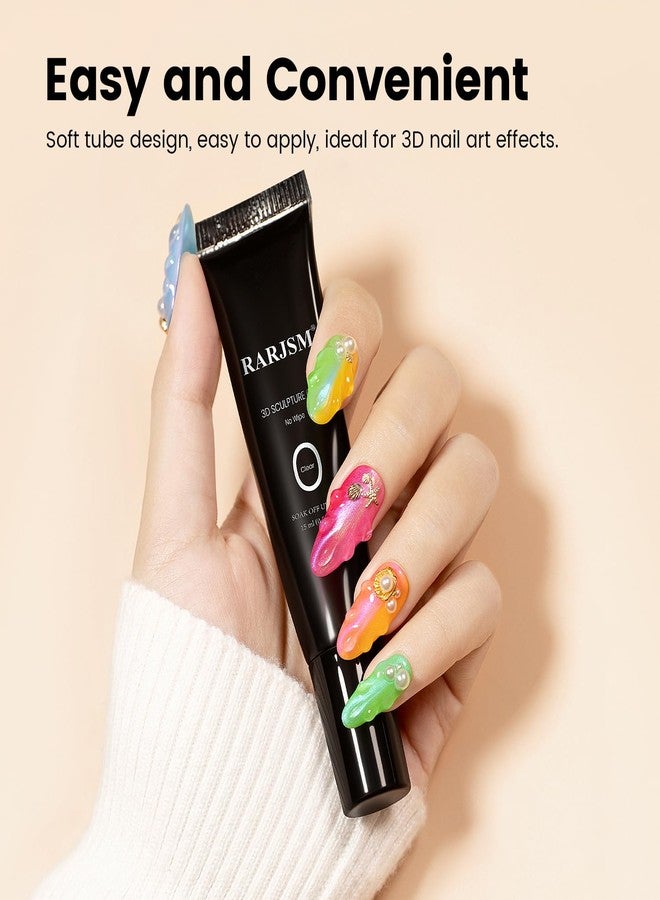 RARJSM 3D Sculpting Gel for Nail Art Designs DIY NailCharms Rhinestone Glue 3D Nail Craving GelPolish Clear Painting Drawing Sculpture Gel UV LED Curing Requires NailDecoration Manicure Design - Image 2