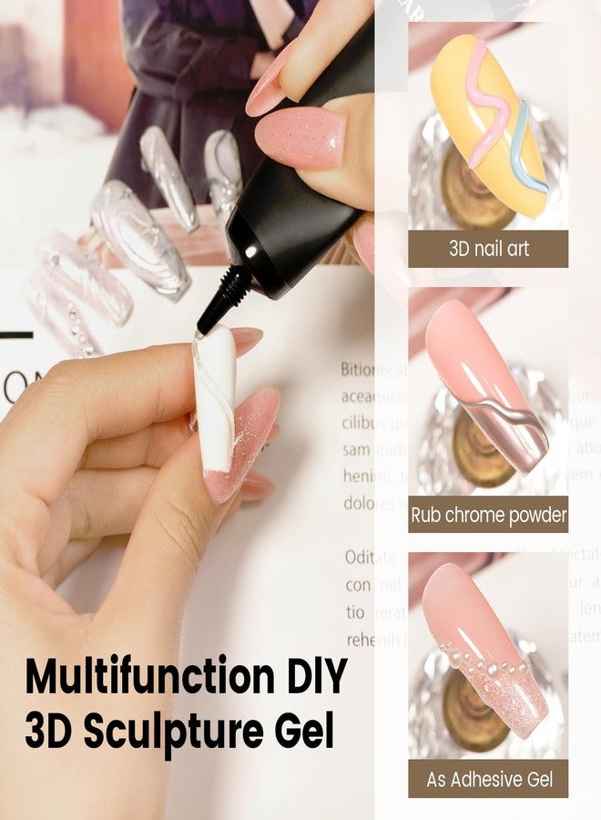 RARJSM 3D Sculpting Gel for Nail Art Designs DIY NailCharms Rhinestone Glue 3D Nail Craving GelPolish Clear Painting Drawing Sculpture Gel UV LED Curing Requires NailDecoration Manicure Design - Image 5