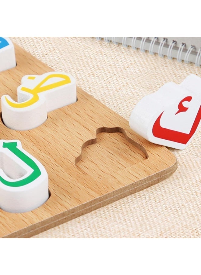 ZedPlay Wooden Arabic Alphabet Puzzle for Toddlers & Preschoolers Educational Language Learning Toy Montessori Alif Ba Ta Board with Hand Grips Develops Fine Motor Skills & Cognitive Recognition - Image 5