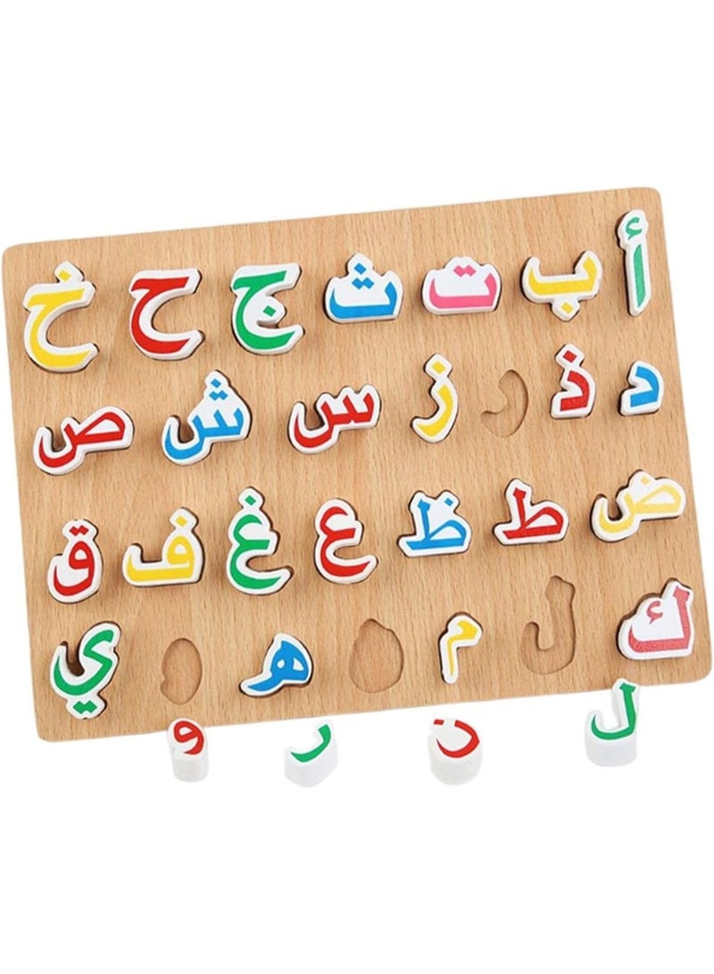 ZedPlay Wooden Arabic Alphabet Puzzle for Toddlers & Preschoolers Educational Language Learning Toy Montessori Alif Ba Ta Board with Hand Grips Develops Fine Motor Skills & Cognitive Recognition - Image 2
