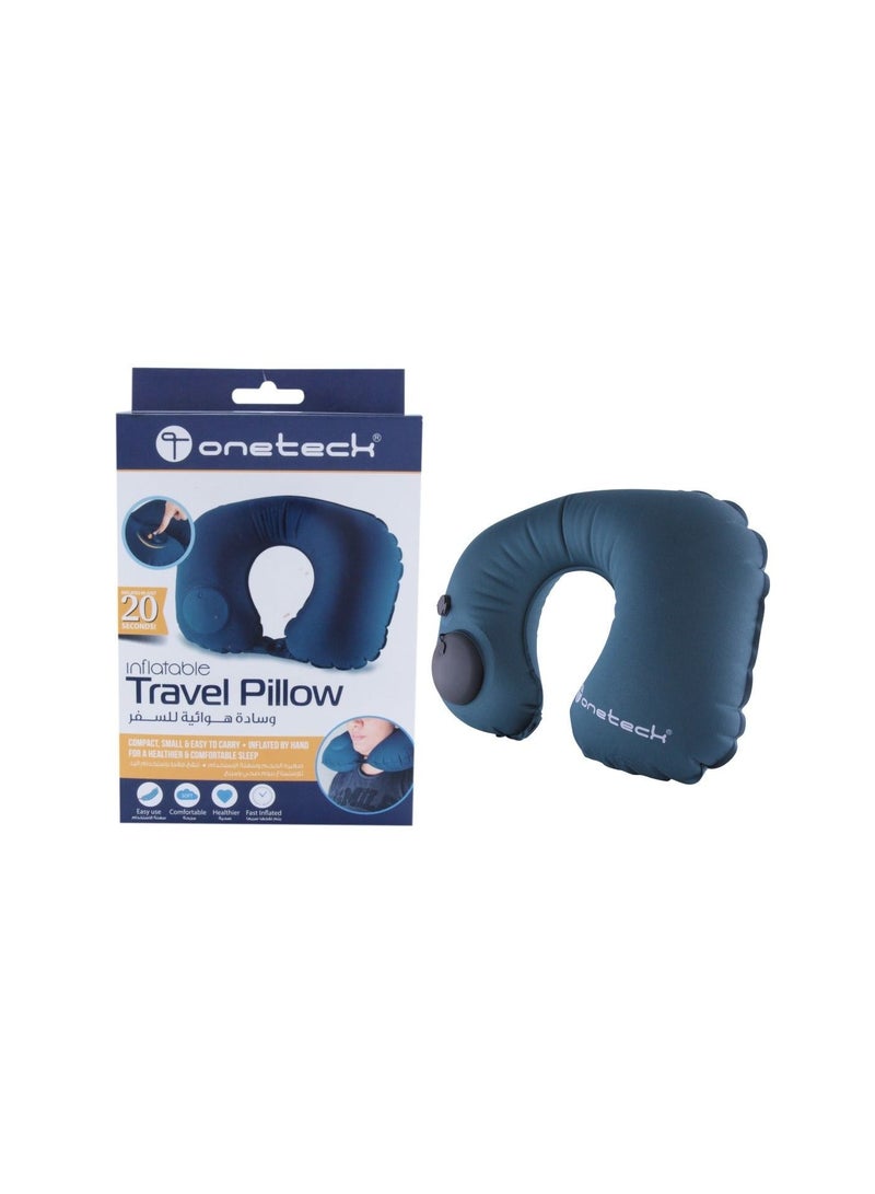 Onetech Inflatable Travel Pillow, Compact & Innovative Design, Easy to Carry Travel Pillow, Blue/Grey - Image 1