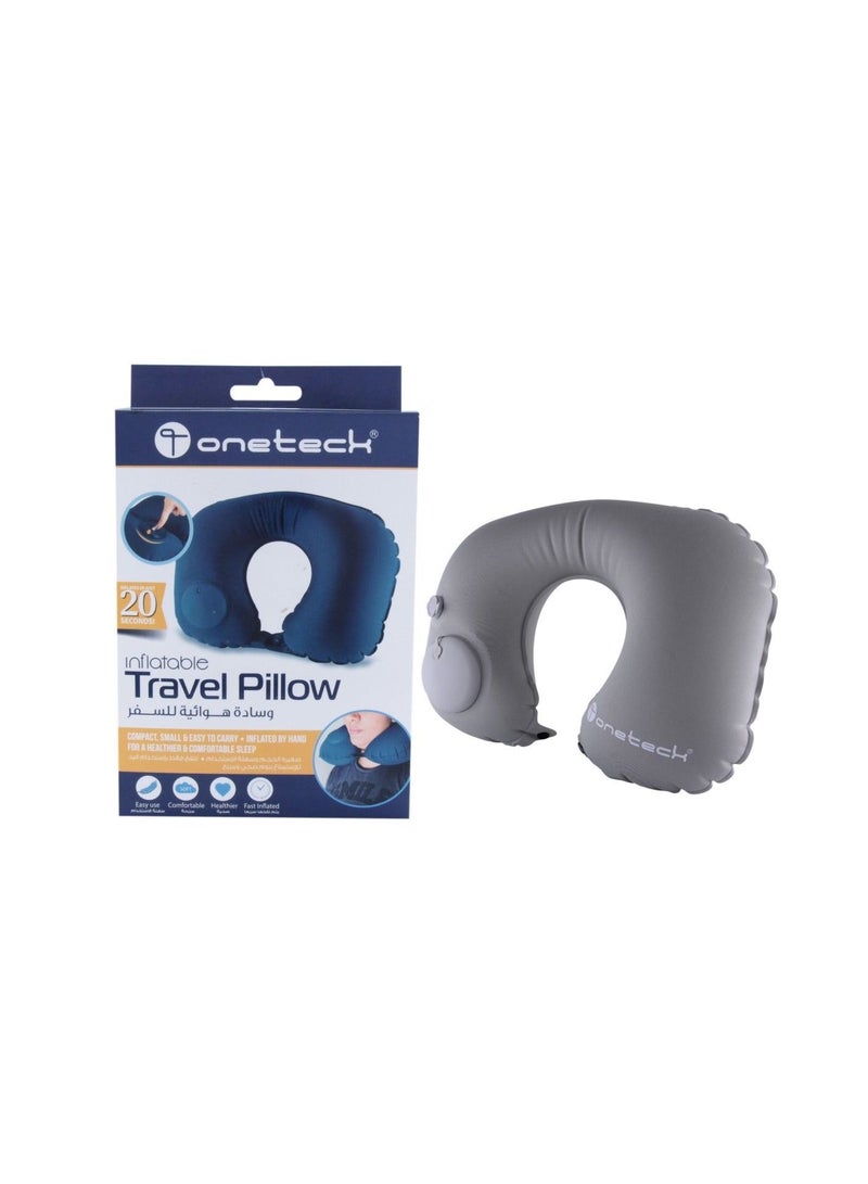 Onetech Inflatable Travel Pillow, Compact & Innovative Design, Easy to Carry Travel Pillow, Blue/Grey - Image 2