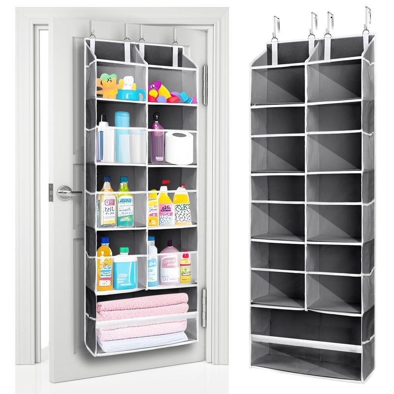 ULG Over the Door Organizer, 5-Tier Extra Large Hanging Storage with 10 Mesh Pockets, 100 lbs Capacity, Heavy Duty Door Organizer for Closet, Bedroom,Grey - Image 1
