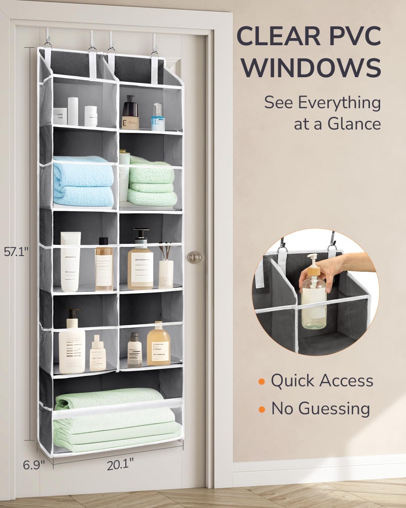 ULG Over the Door Organizer, 5-Tier Extra Large Hanging Storage with 10 Mesh Pockets, 100 lbs Capacity, Heavy Duty Door Organizer for Closet, Bedroom,Grey - Image 2