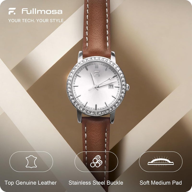 Fullmosa Leather 18mm Watch Straps for Women and Men, Quick Release Replacement Strap Compatible for Garmin Vivoactive 4s, Withings Steel HR 36mm, Huawei Watch Women, Fossil Gen 3 4, Brown - Image 2