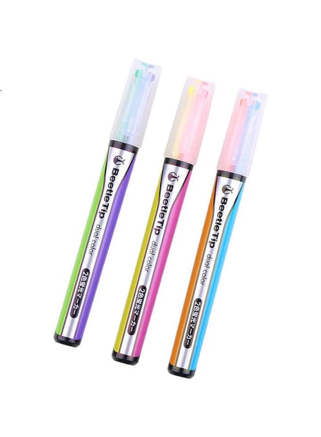 Kokuyo Dual Tip Highlighter Beetle Tip Beetle Student Exam Review Highlighter Pen Orange/blue 1pc Pm-l303-3-1p - Image 3