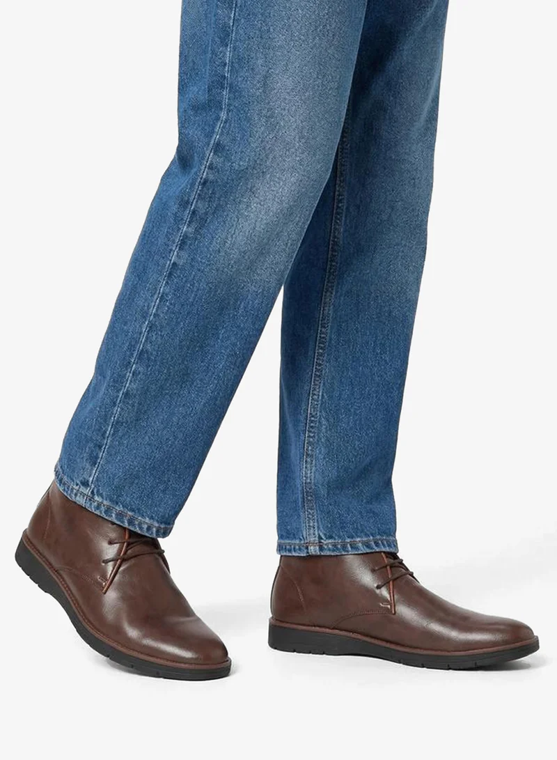 Styli brown Men Brown Leather Chukka Boots for Men | Best Price UAE