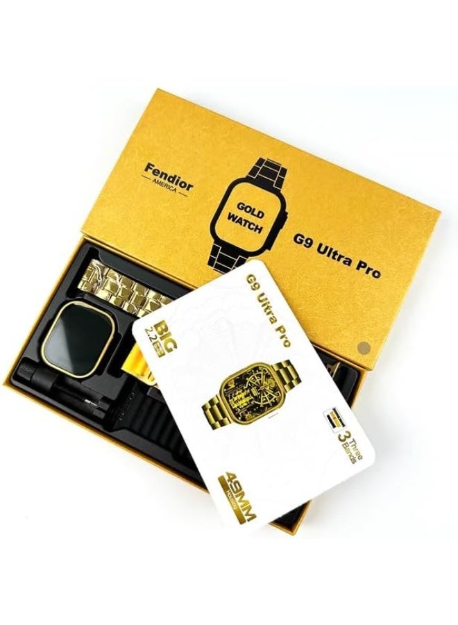 Fendior G9 Ultra Pro Gold Smart Watch Series 8 NFC Bluetooth Call, Fitness Tracker, Wireless Charging, AMOLED Display, Waterproof Men’s Smartwatch with Sports Modes & Health Monitoring – 2023 Edition - Image 1
