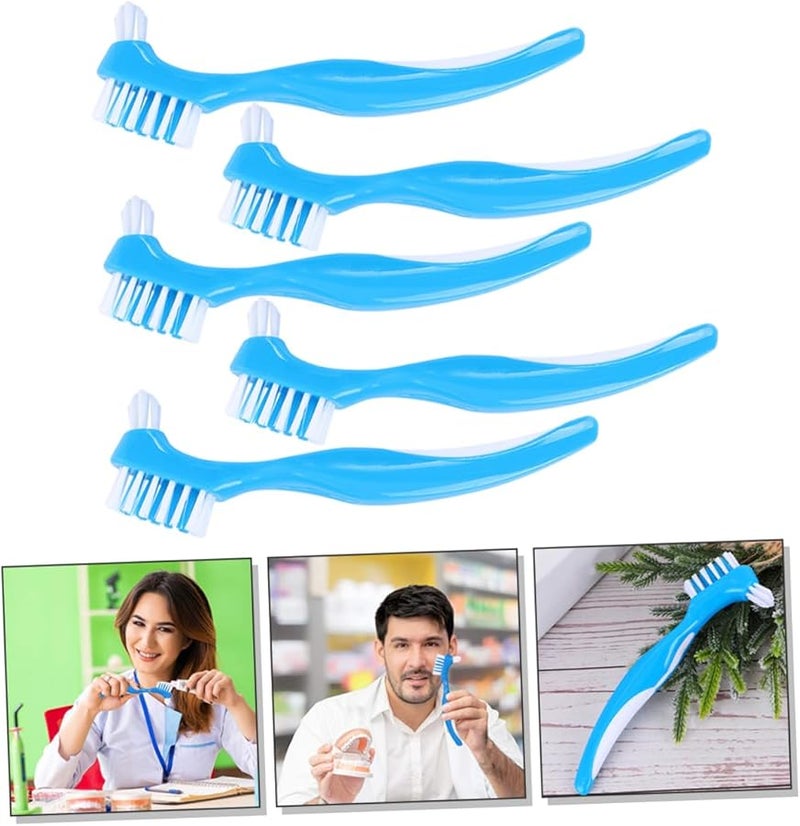5pcs Portable Denture Toothbrush Set Easy to Clean Comfortable Brush for Stains - Image 4