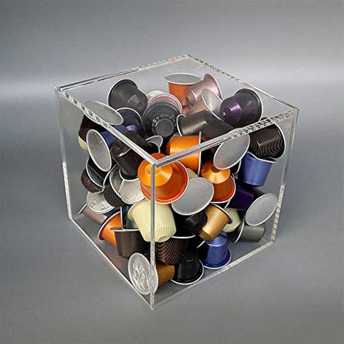rayihni Coffee Capsule Holder Box Holds 40 Pods Chrome Wire  Transparent Resin Ideal For Home Or Office - Image 4