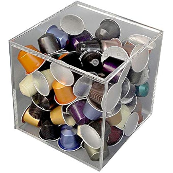 rayihni Coffee Capsule Holder Box Holds 40 Pods Chrome Wire  Transparent Resin Ideal For Home Or Office - Image 1