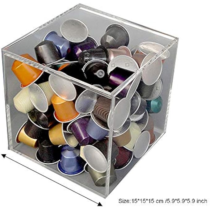 rayihni Coffee Capsule Holder Box Holds 40 Pods Chrome Wire  Transparent Resin Ideal For Home Or Office - Image 2