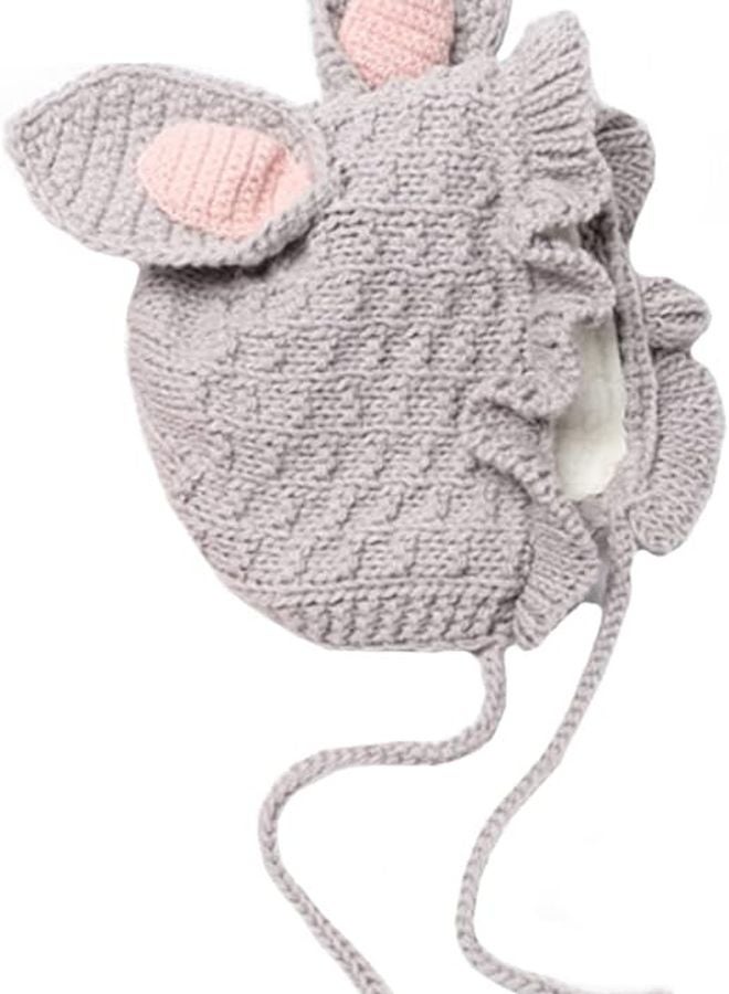 Grey Knitted Hat For Newborn Baby Boy Girl Warm Winter Head Protector - Image 1