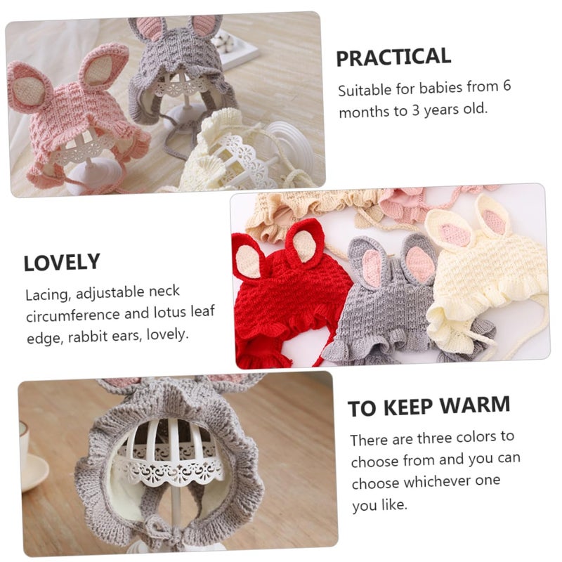 Grey Knitted Hat For Newborn Baby Boy Girl Warm Winter Head Protector - Image 4