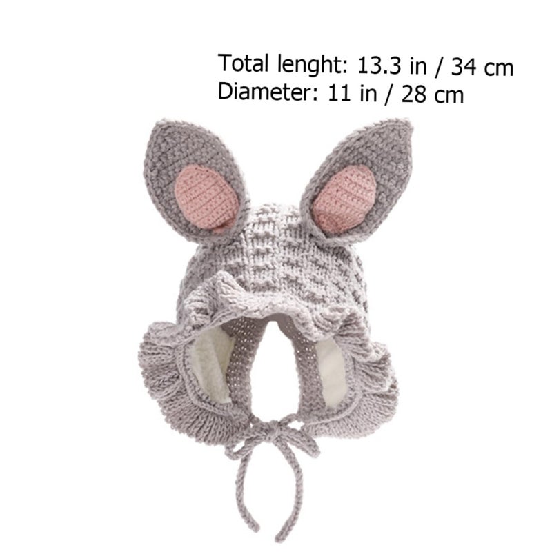 Grey Knitted Hat For Newborn Baby Boy Girl Warm Winter Head Protector - Image 3