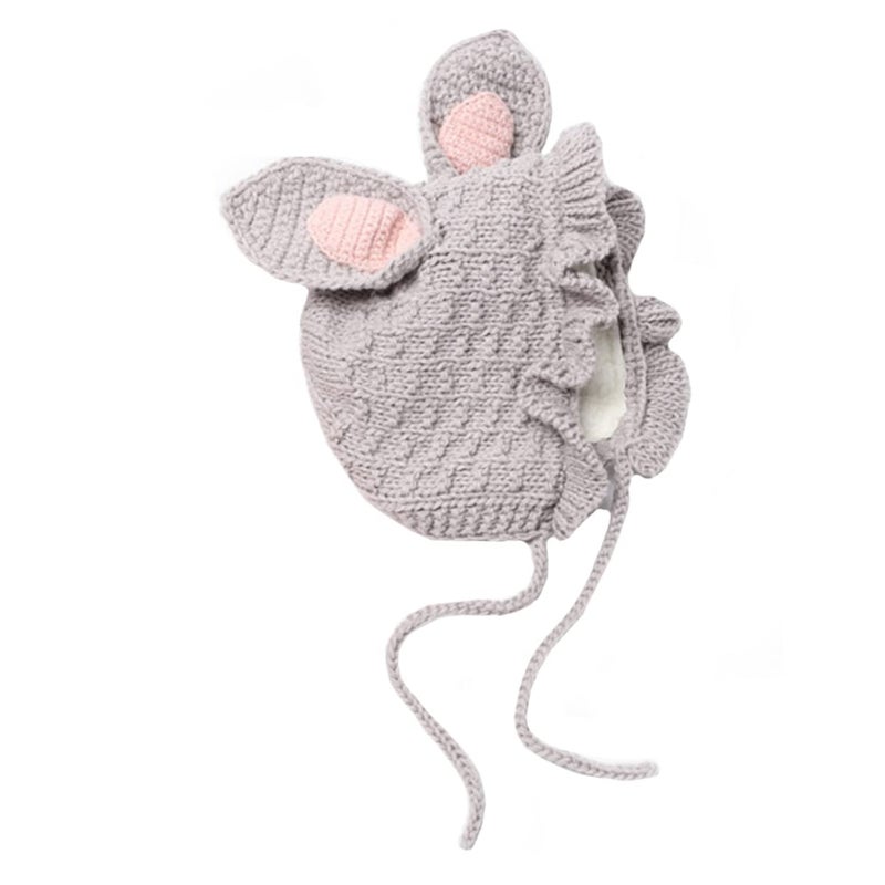 Grey Knitted Hat For Newborn Baby Boy Girl Warm Winter Head Protector - Image 2
