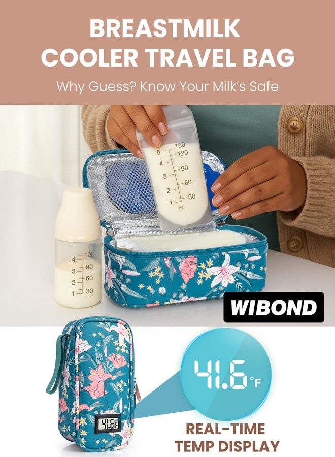 WIBOND Breast Milk Cooler Travel Bag, Real-Time Temperature Display, Holds 4-6 Breastmilk Storage Bag with 2 Breast Milk Ice Pack, Cooling & Waterproof Portable Cooler for Moms on The Go (Lily) - Image 2