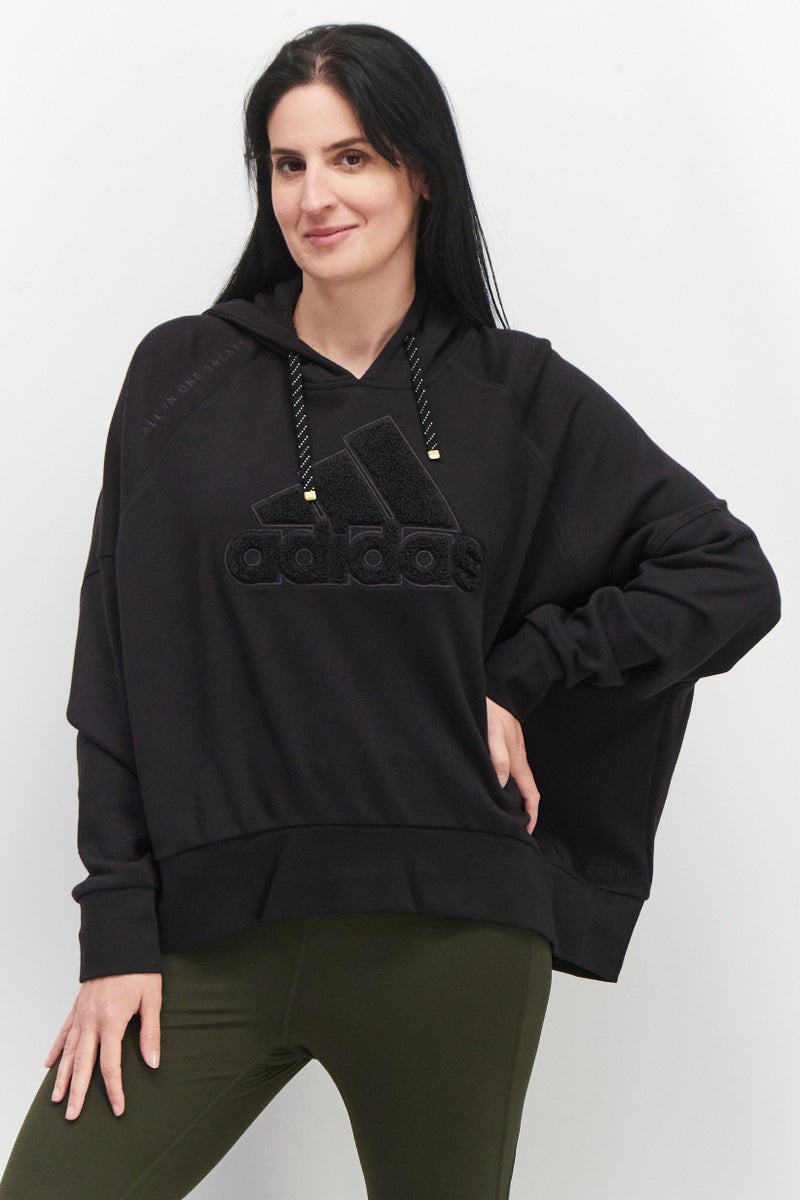Adidas Women Plus Size Brand Logo Long Sleeve Sweatshirt, Black - Image 1