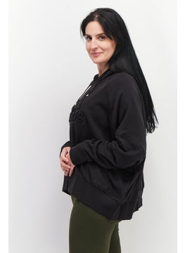 Adidas Women Plus Size Brand Logo Long Sleeve Sweatshirt, Black  - Image 3