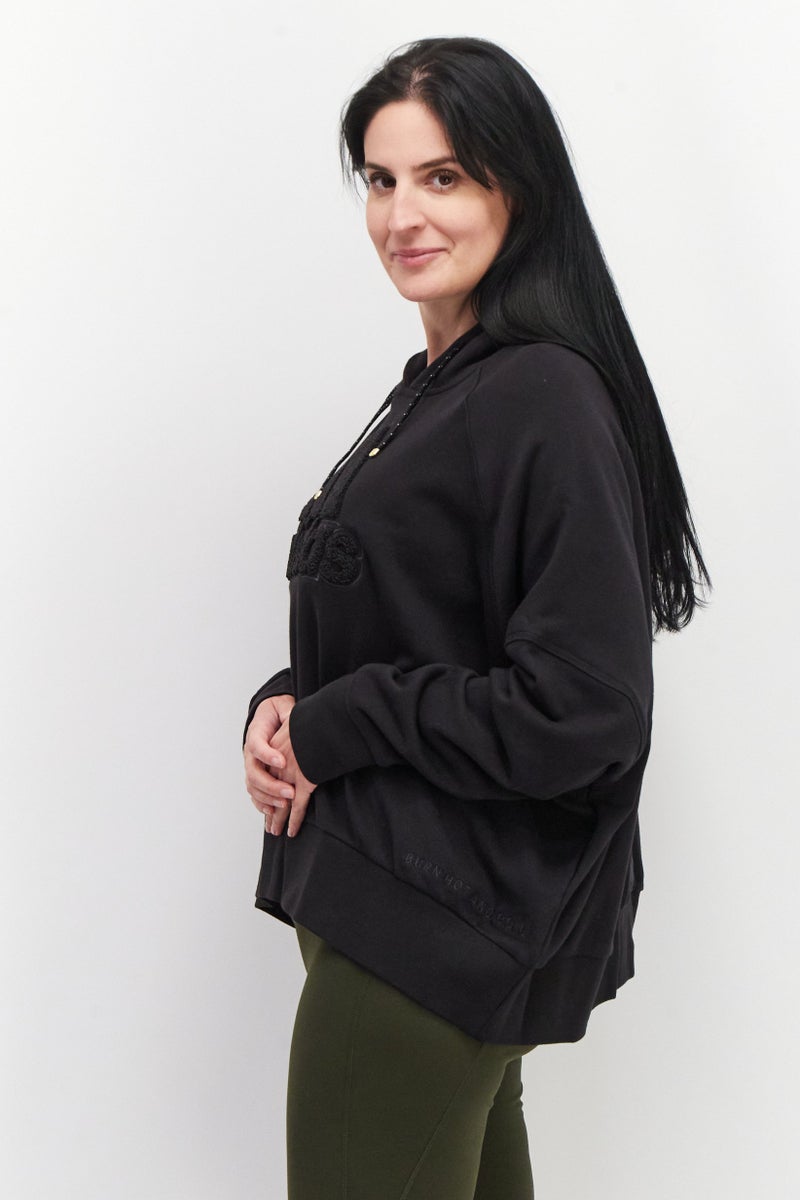 Adidas Women Plus Size Brand Logo Long Sleeve Sweatshirt, Black - Image 3