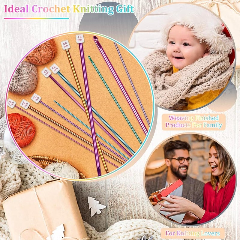 HASTHIP ® 11PCS Long Crochet Hook Set, 2.0-8mm Aluminum Knitting Needles Set Crochet Hooks, Beginners Metal Multicolour Knitting Tools Set Knitting & Crochet Supplies for Beginners - Image 5