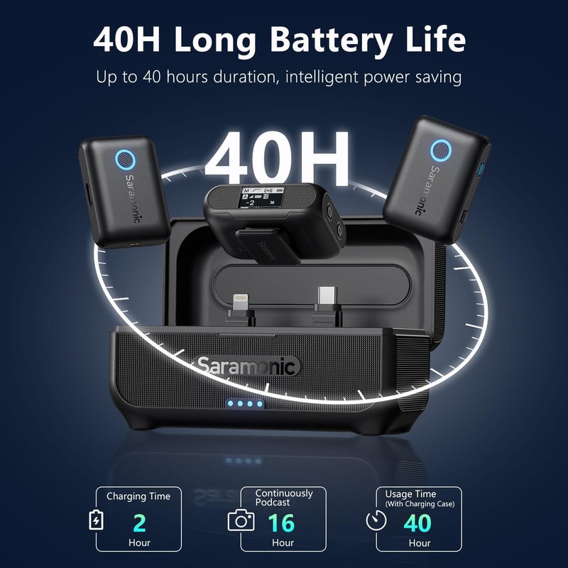 Saramonic BLINK500B2+ Wireless Lavalier Microphone System for iPhone, Android, and Cameras - 492ft Range, 20h Battery Life - Image 4