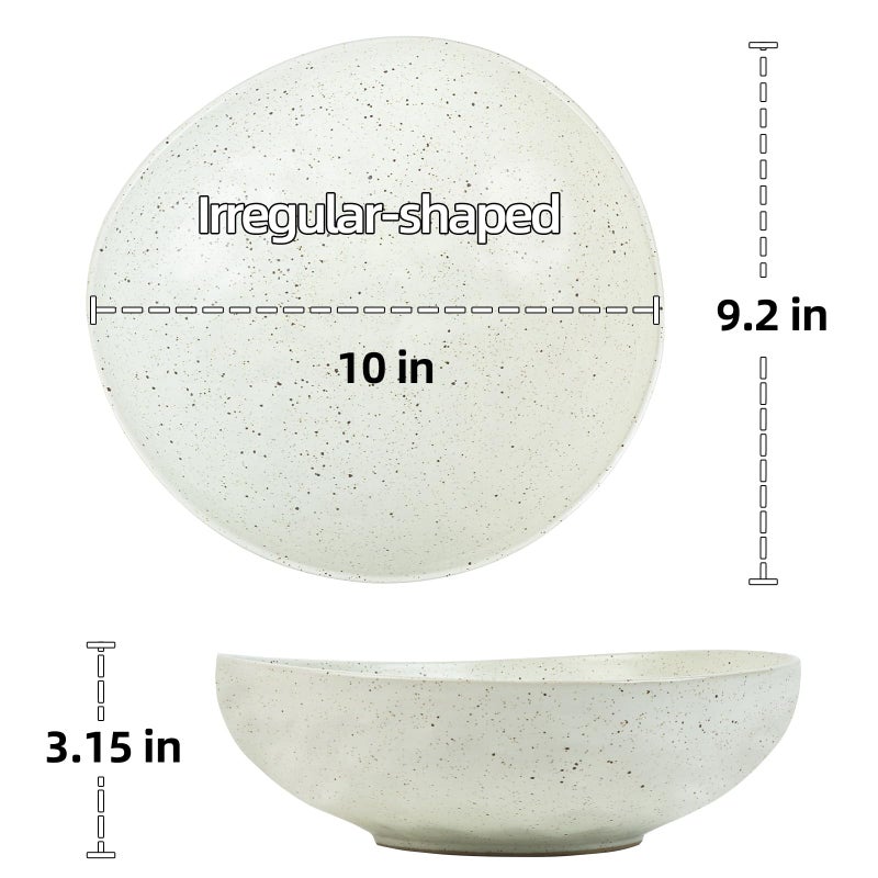 salomayes White Speckled Ceramic Decorative Bowl, Textured Stoneware Fruit & Salad Bowl for Table Centerpiece or Entryway - Image 2