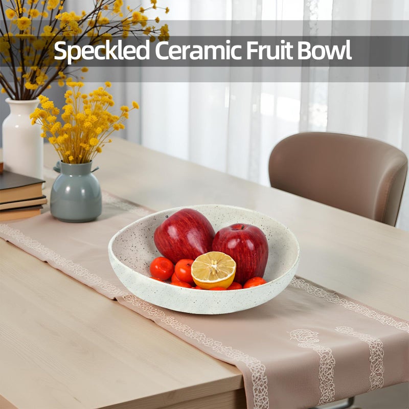 salomayes White Speckled Ceramic Decorative Bowl, Textured Stoneware Fruit & Salad Bowl for Table Centerpiece or Entryway - Image 5
