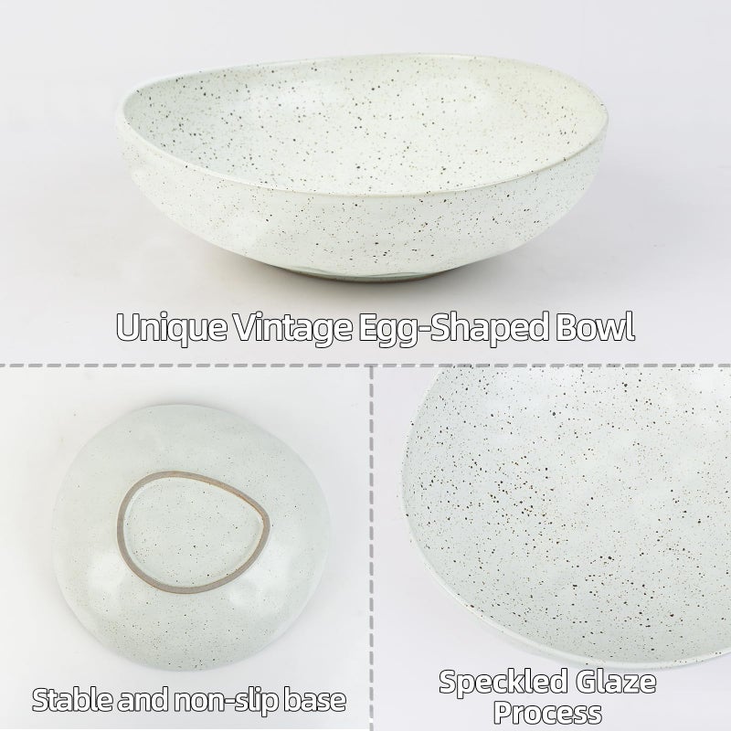 salomayes White Speckled Ceramic Decorative Bowl, Textured Stoneware Fruit & Salad Bowl for Table Centerpiece or Entryway - Image 4