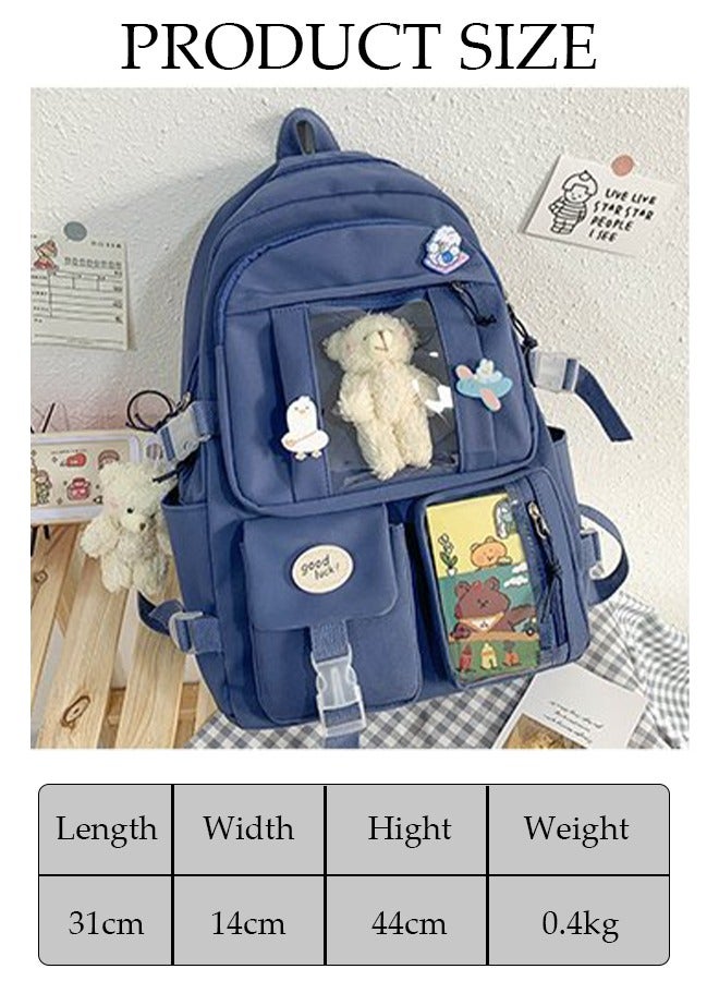 DUNISO School Backpack with Pencil Case and  Doll Pendant Waterproof Book Bag with Compartments for Teen Kid Students Elementary School Kids' School Bag With Large Capacity - Image 3